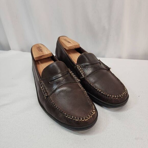 Cole Haan Size 10 Men's French Cup Penny Loafers Brown Leather Diving Moccasin C - Picture 1 of 10
